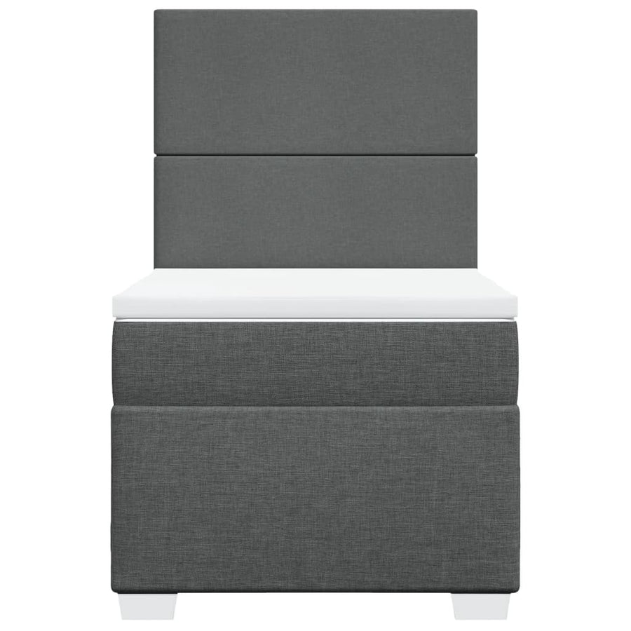 Boxspring met matras stof donkergrijs 90x190 cm