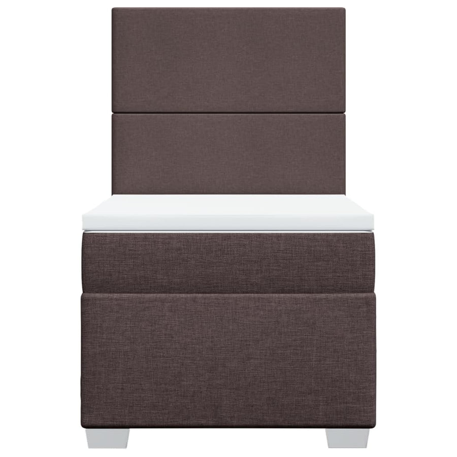 Boxspring met matras stof donkerbruin 90x190 cm