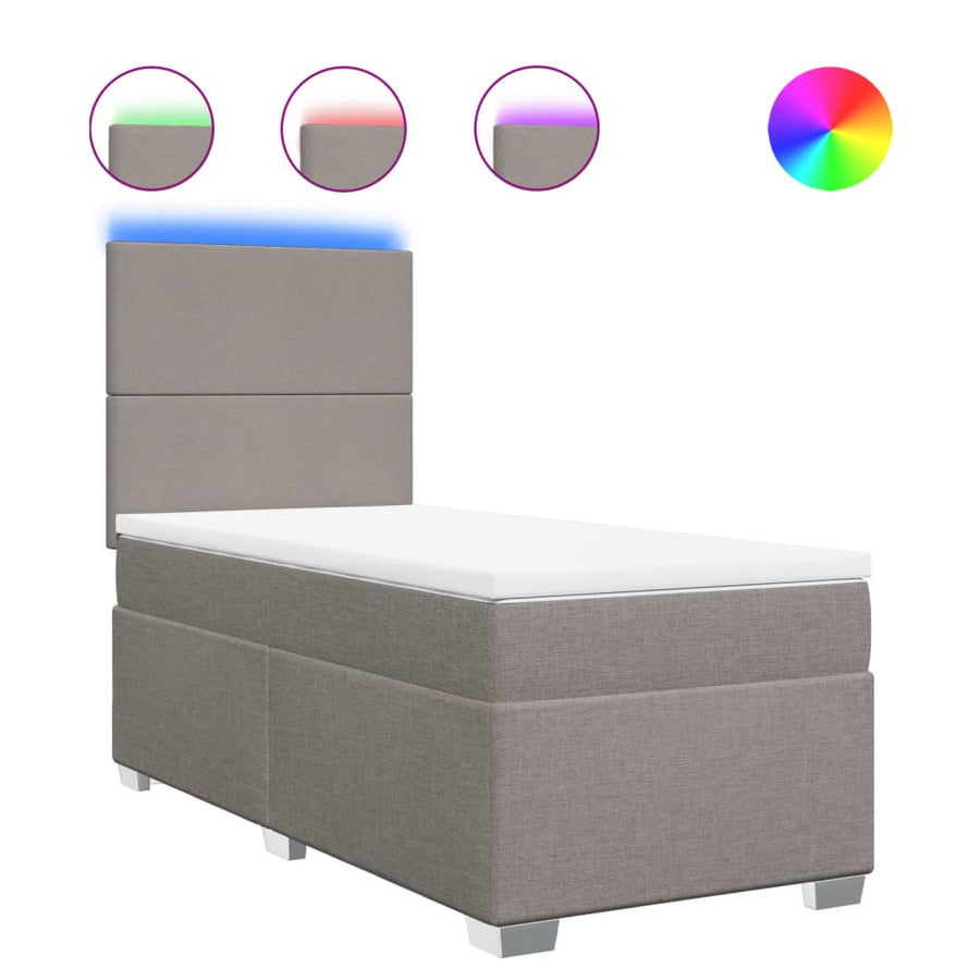 Boxspring met matras stof taupe 90x190 cm
