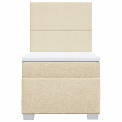 Boxspring met matras stof crèmekleurig 90x190 cm