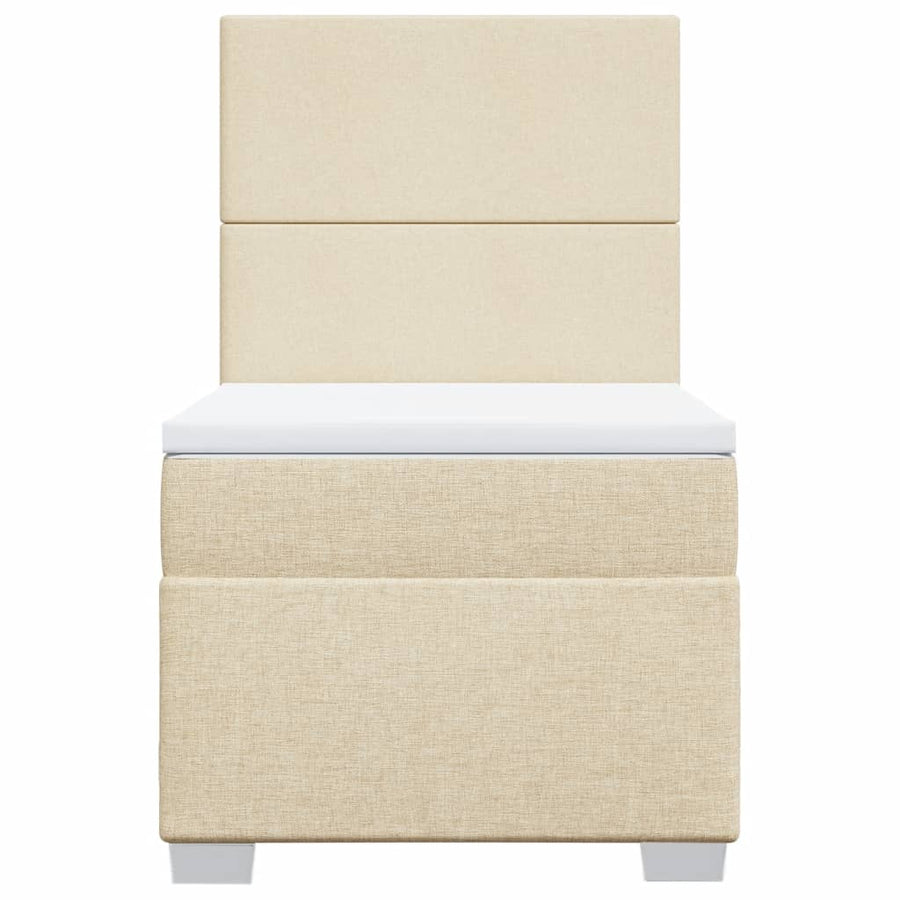 Boxspring met matras stof crèmekleurig 90x190 cm