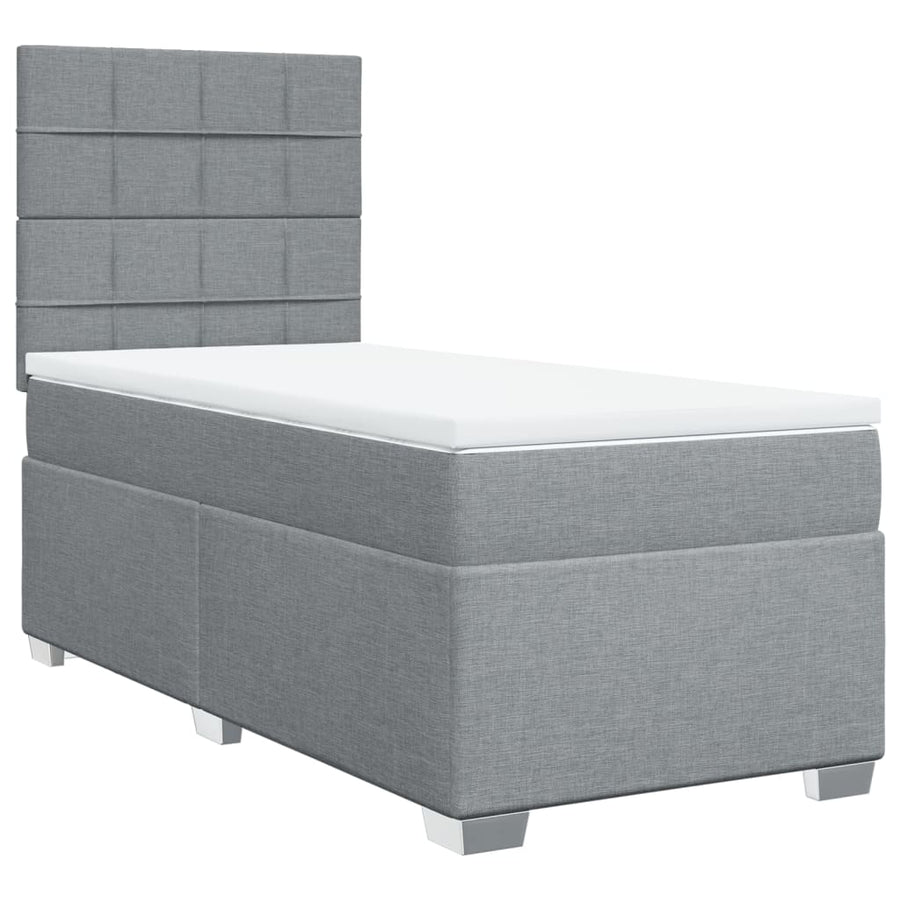 Boxspring met matras stof lichtgrijs 90x190 cm