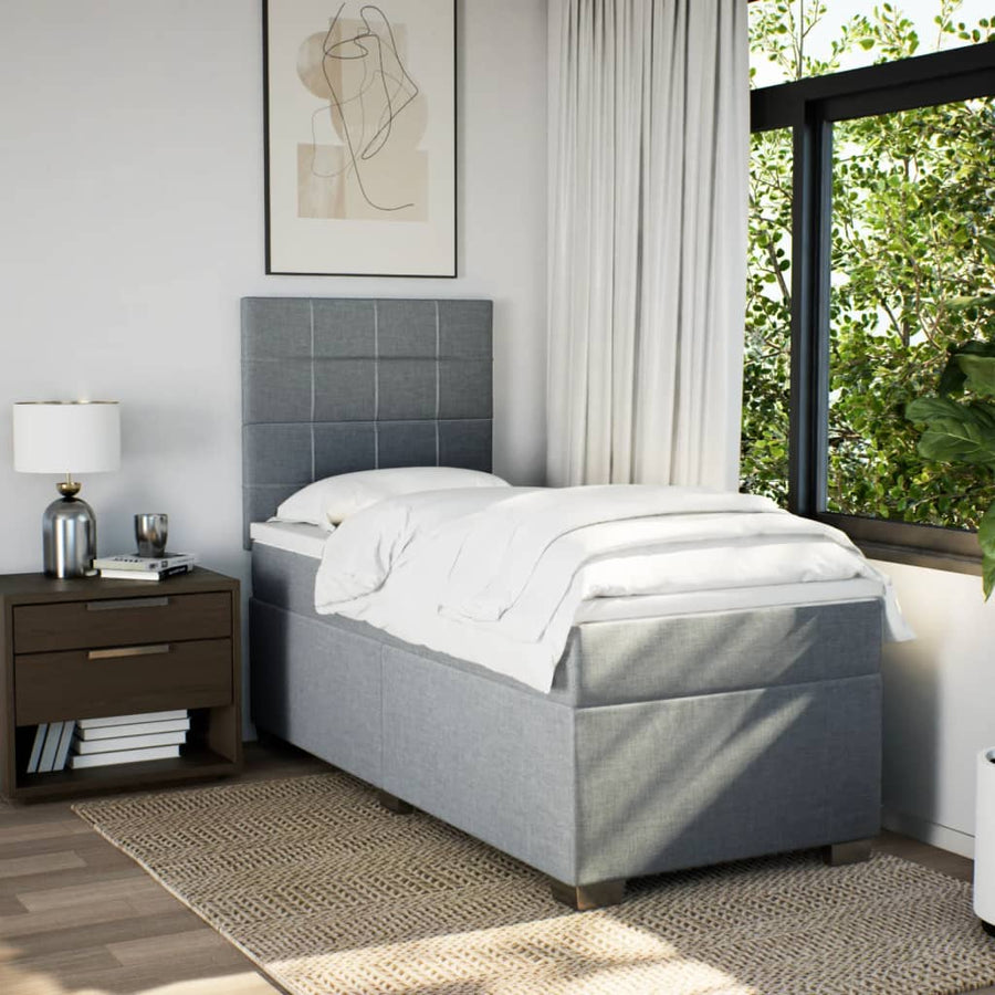 Boxspring met matras stof lichtgrijs 90x190 cm