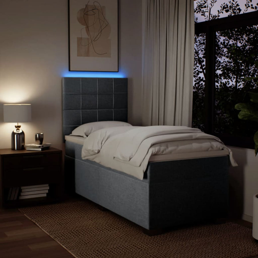 Boxspring met matras stof lichtgrijs 90x190 cm