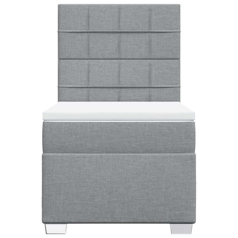 Boxspring met matras stof lichtgrijs 90x190 cm