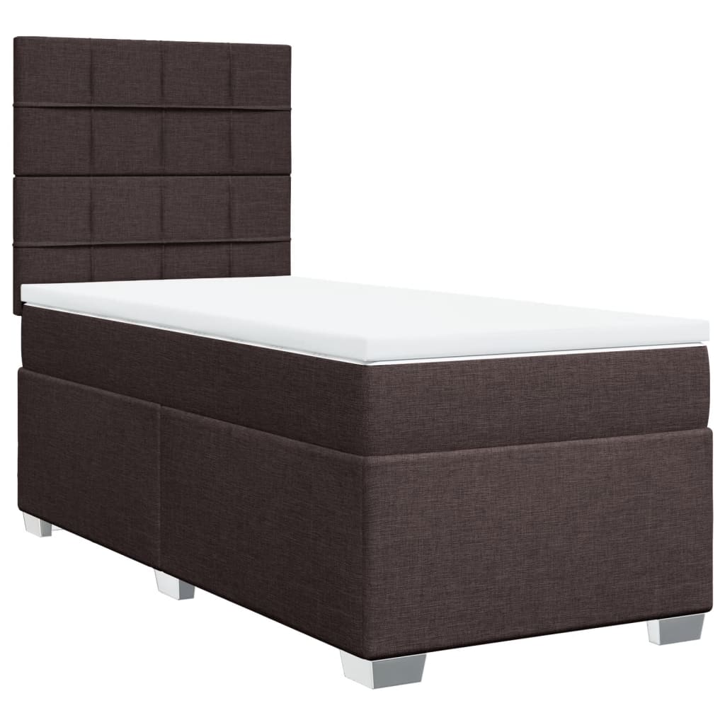 Boxspring met matras stof donkerbruin 90x190 cm
