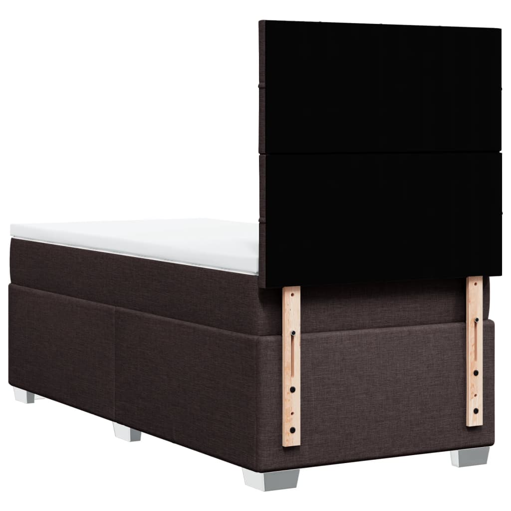 Boxspring met matras stof donkerbruin 90x190 cm