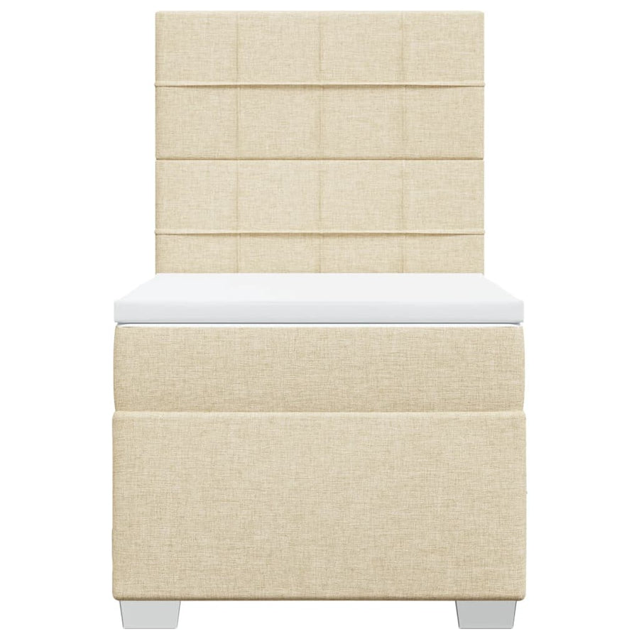 Boxspring met matras stof crèmekleurig 90x190 cm