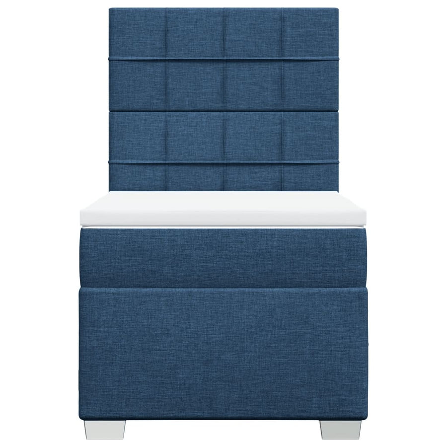 Boxspring met matras stof blauw 90x190 cm