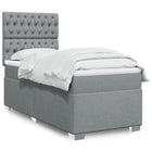 Box spring with mattress fabric light grey 90x190 cm