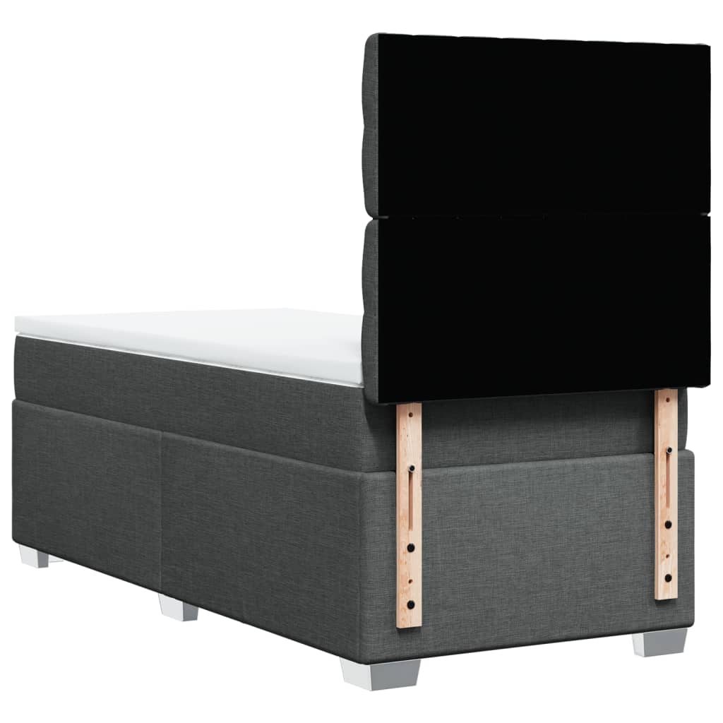 Boxspring met matras stof donkergrijs 90x190 cm