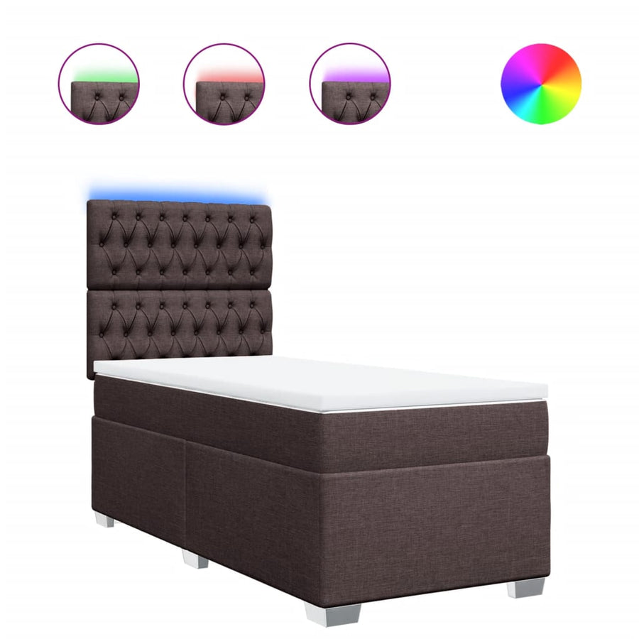 Boxspring met matras stof donkerbruin 90x190 cm