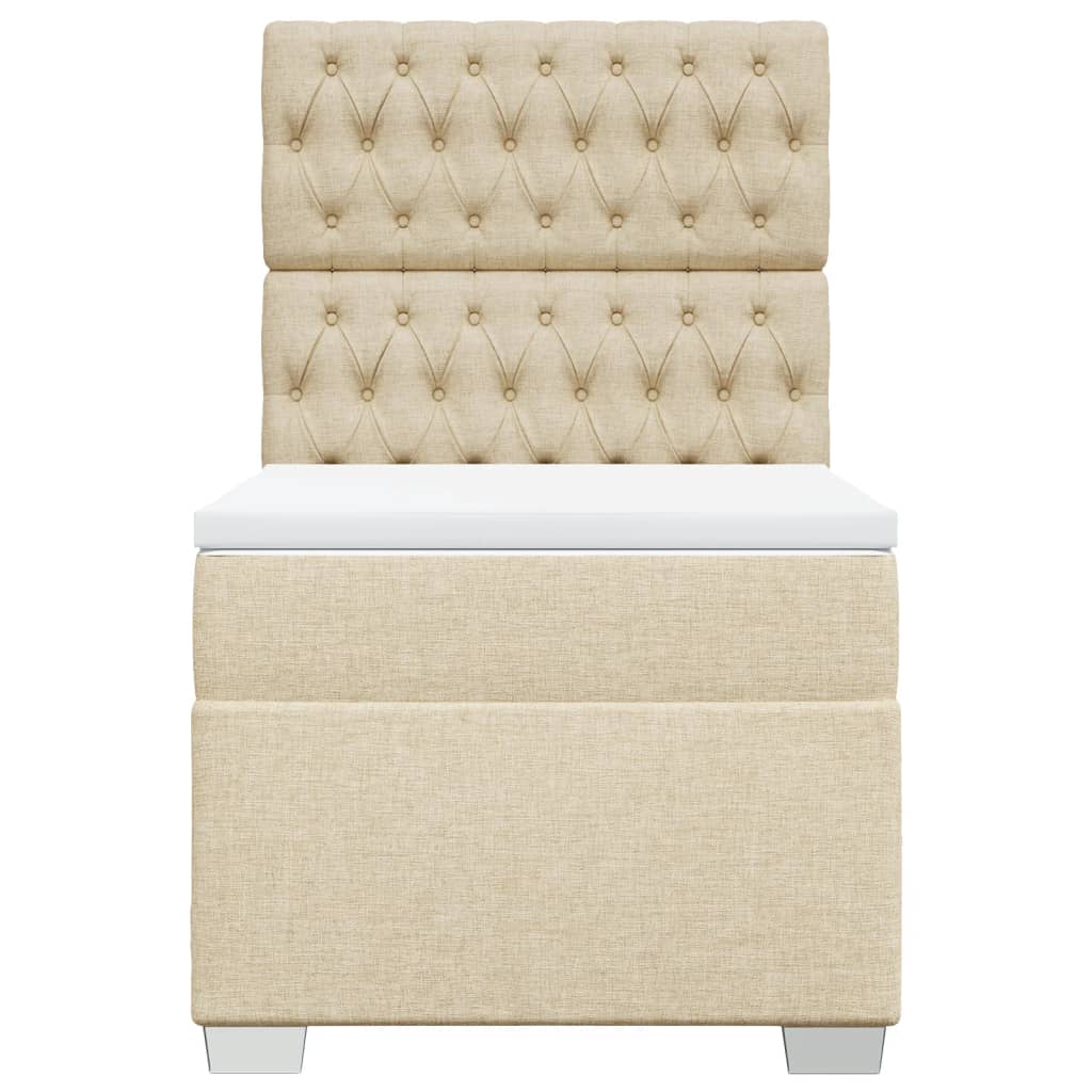 Boxspring met matras stof crèmekleurig 90x190 cm