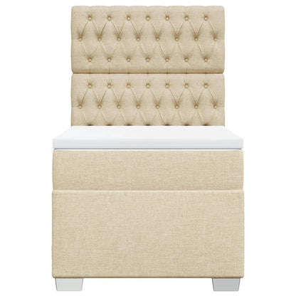 Boxspring met matras stof crèmekleurig 90x190 cm