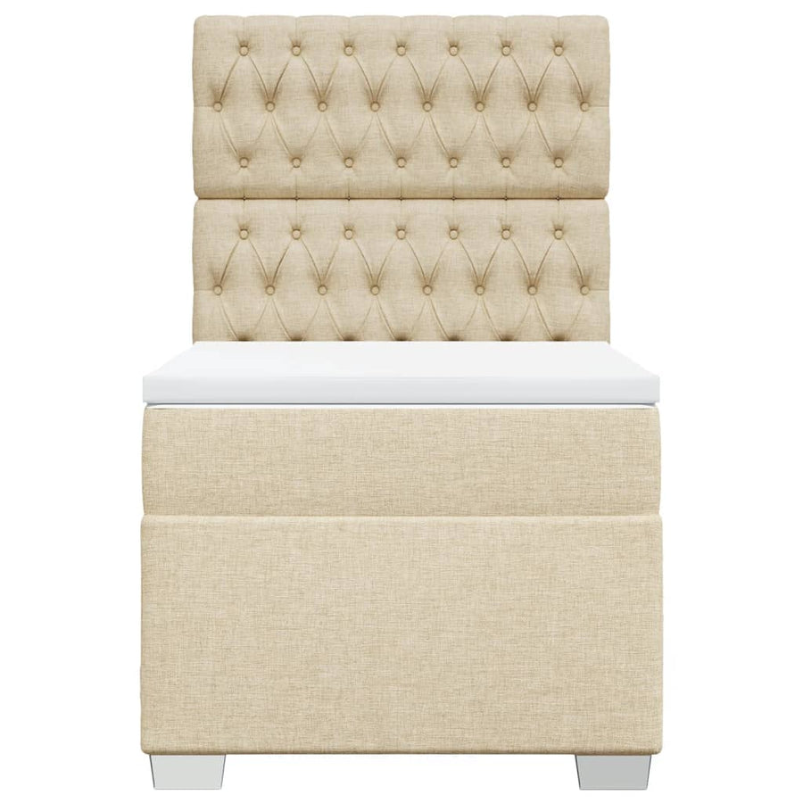 Boxspring met matras stof crèmekleurig 90x190 cm