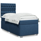 Box spring with mattress fabric blue 90x190 cm