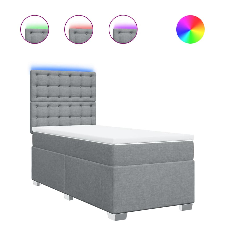 Boxspring met matras stof lichtgrijs 90x190 cm