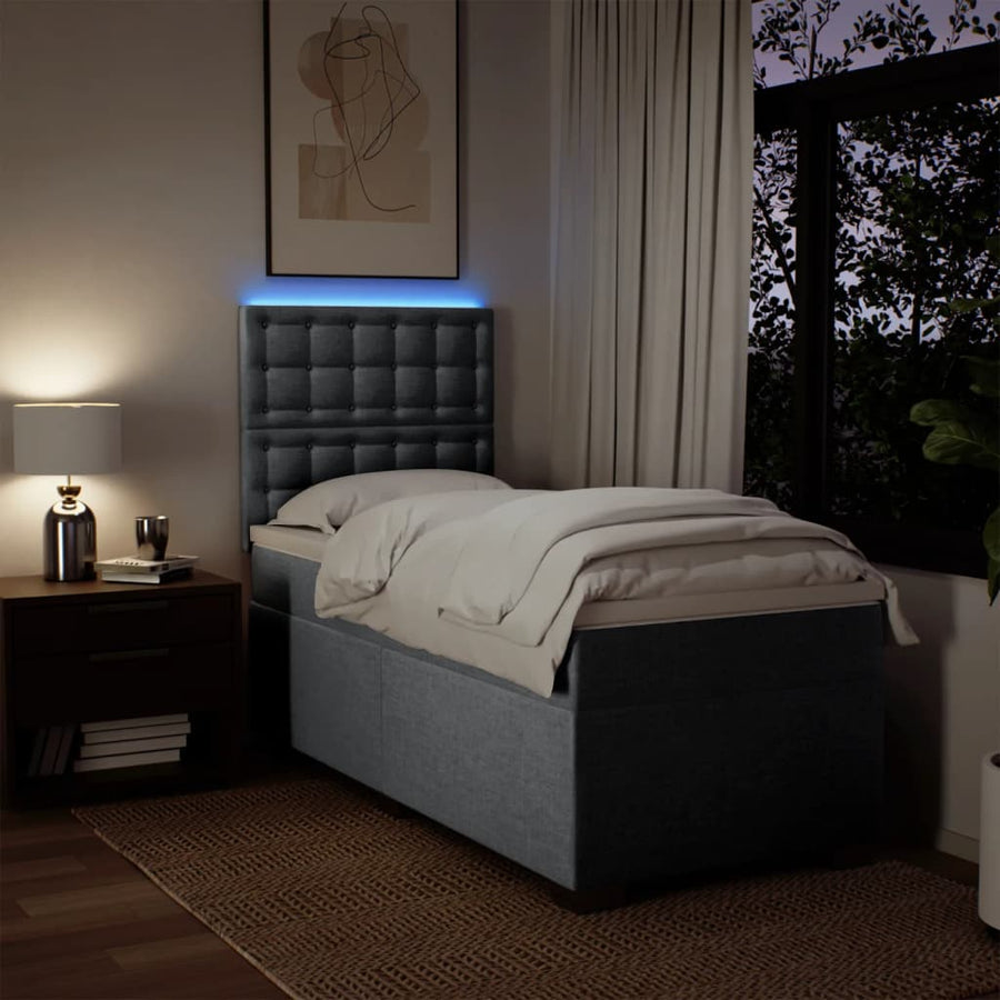 Boxspring met matras stof lichtgrijs 90x190 cm
