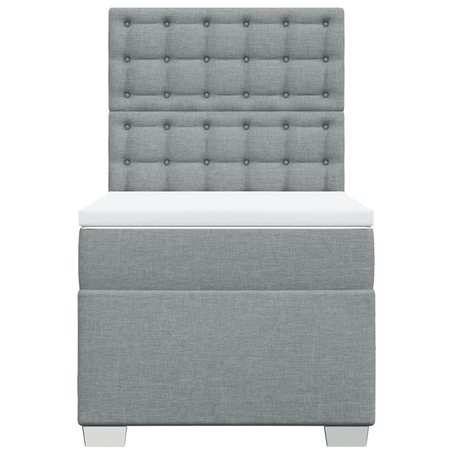 Boxspring met matras stof lichtgrijs 90x190 cm