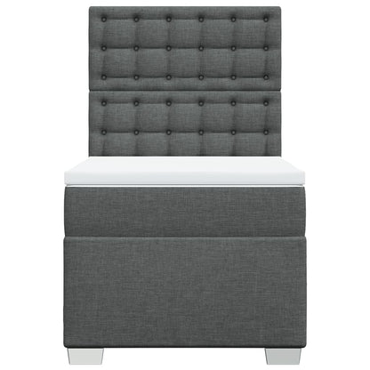 Boxspring met matras stof donkergrijs 90x190 cm