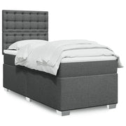 Boxspring 90x190 cm donkergrijs met pocketveringmatras