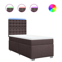 Boxspring met matras stof donkerbruin 90x190 cm