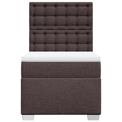 Boxspring met matras stof donkerbruin 90x190 cm