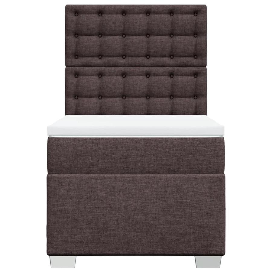 Boxspring met matras stof donkerbruin 90x190 cm