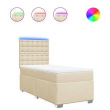 Boxspring met matras stof crèmekleurig 90x190 cm