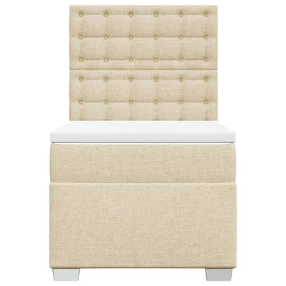 Boxspring met matras stof crèmekleurig 90x190 cm