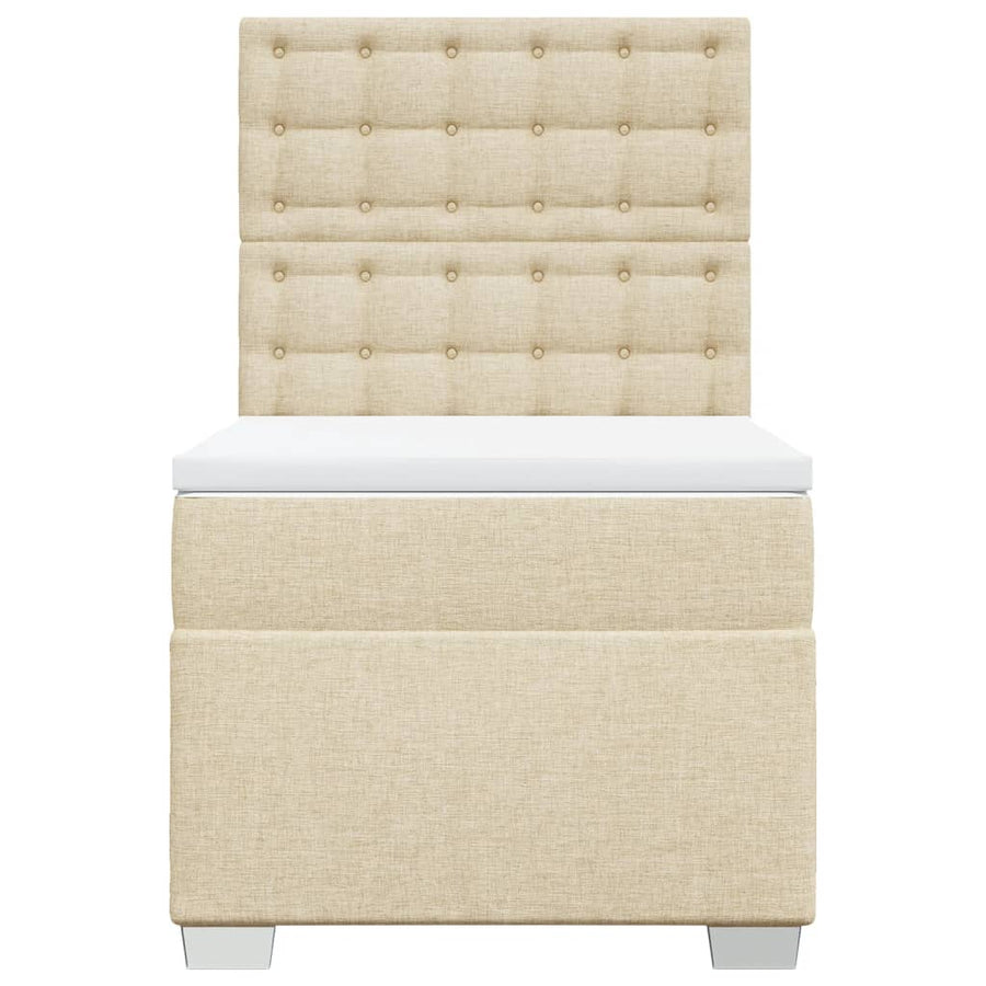 Boxspring met matras stof crèmekleurig 90x190 cm