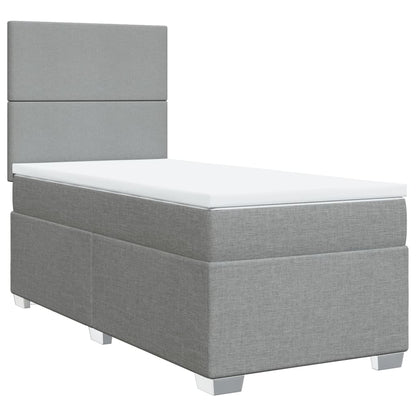 Boxspring met matras stof lichtgrijs 90x200 cm