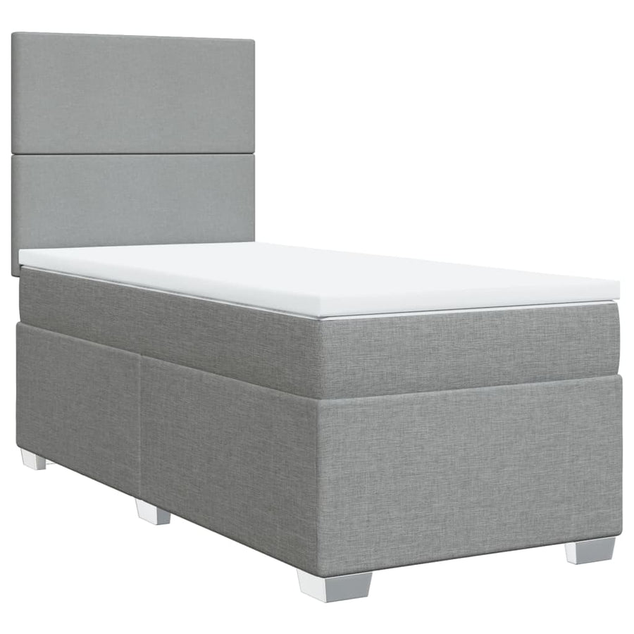 Boxspring met matras stof lichtgrijs 90x200 cm