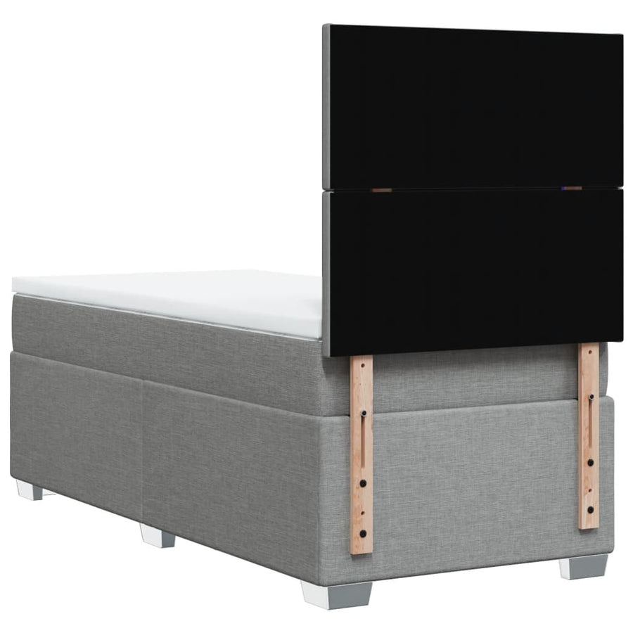 Boxspring met matras stof lichtgrijs 90x200 cm