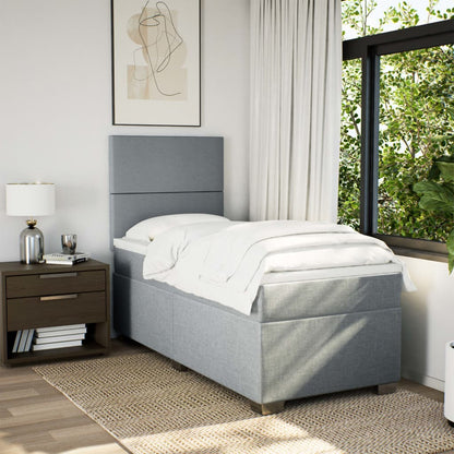 Boxspring met matras stof lichtgrijs 90x200 cm