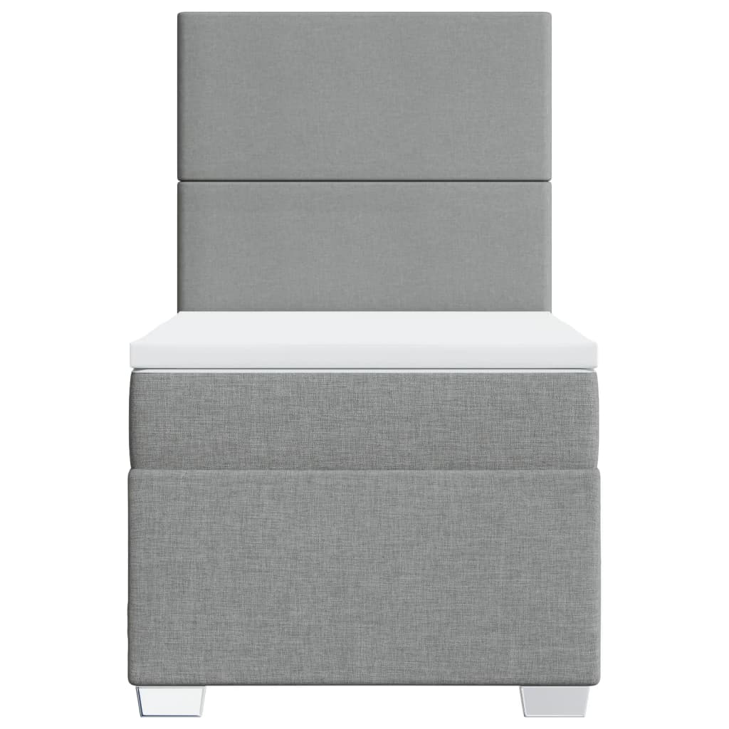 Boxspring met matras stof lichtgrijs 90x200 cm