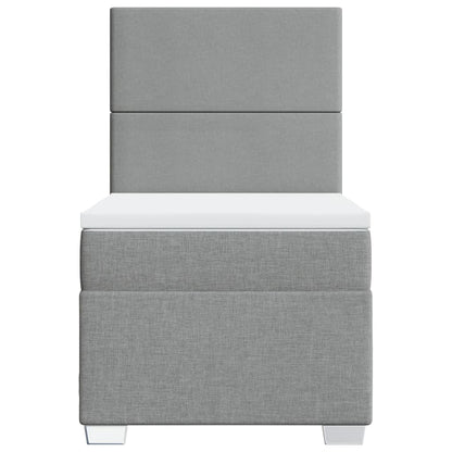 Boxspring met matras stof lichtgrijs 90x200 cm