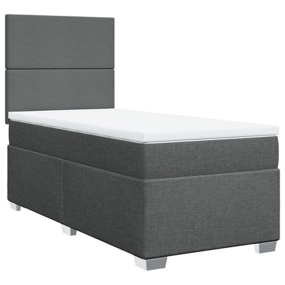 Boxspring met matras stof donkergrijs 90x200 cm