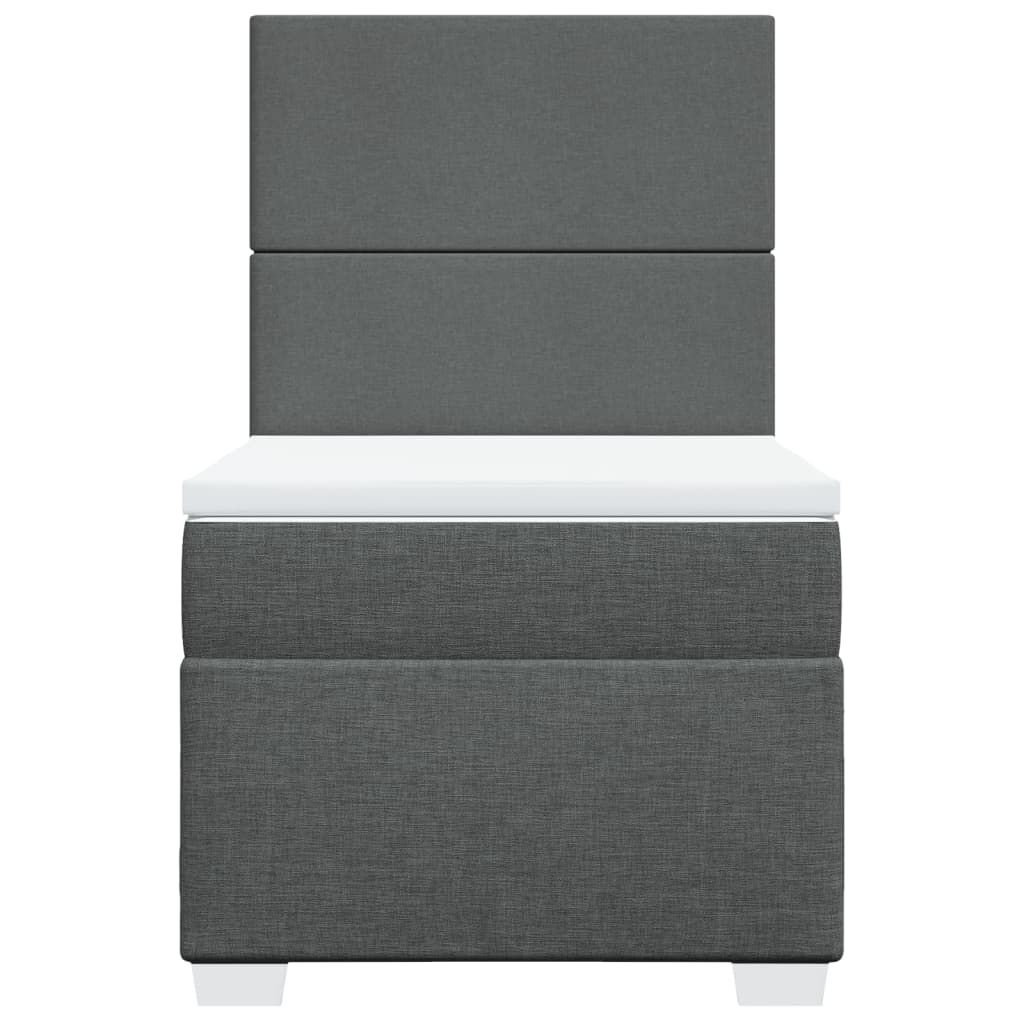 Boxspring met matras stof donkergrijs 90x200 cm