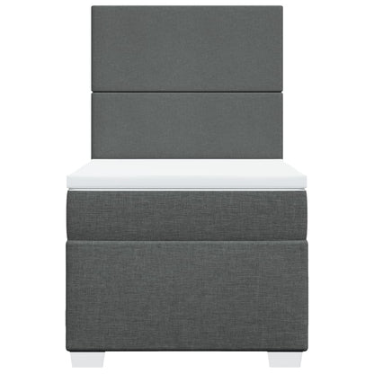 Boxspring met matras stof donkergrijs 90x200 cm