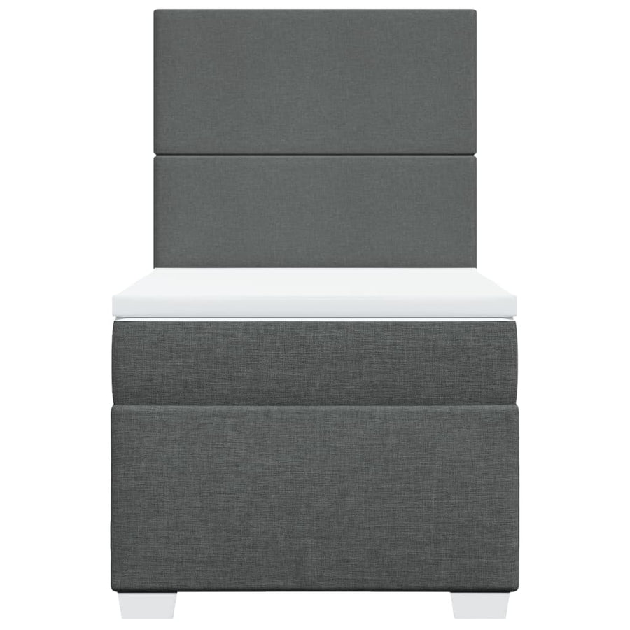 Boxspring met matras stof donkergrijs 90x200 cm