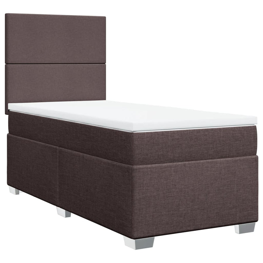 Boxspring met matras stof donkerbruin 90x200 cm