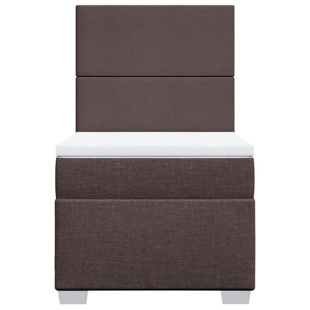 Boxspring met matras stof donkerbruin 90x200 cm