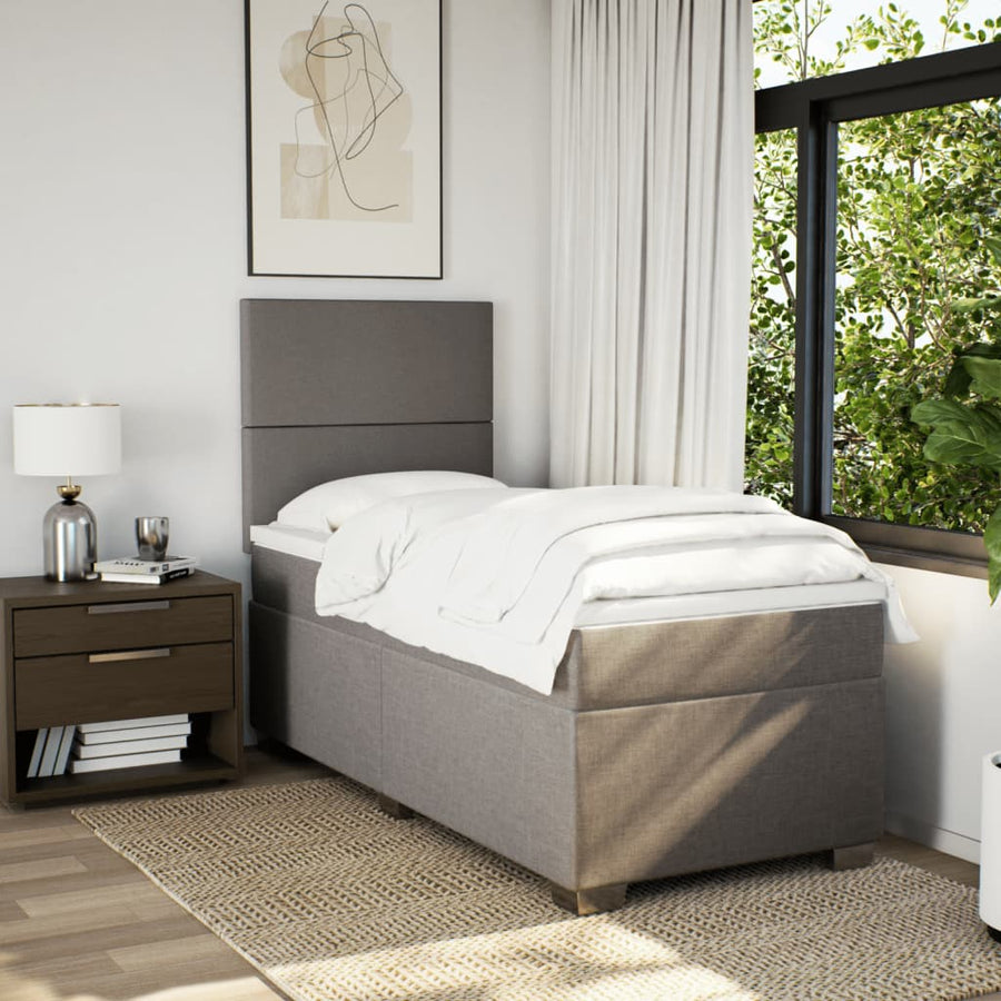 Boxspring met matras stof taupe 90x200 cm