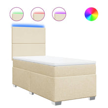 Boxspring met matras stof crèmekleurig 90x200 cm