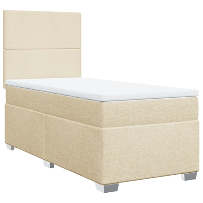 Boxspring met matras stof crèmekleurig 90x200 cm