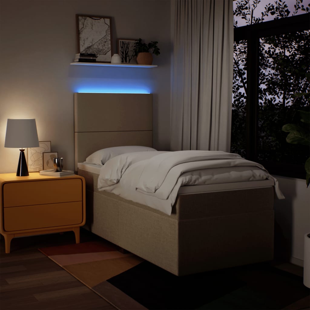 Boxspring met matras stof crèmekleurig 90x200 cm