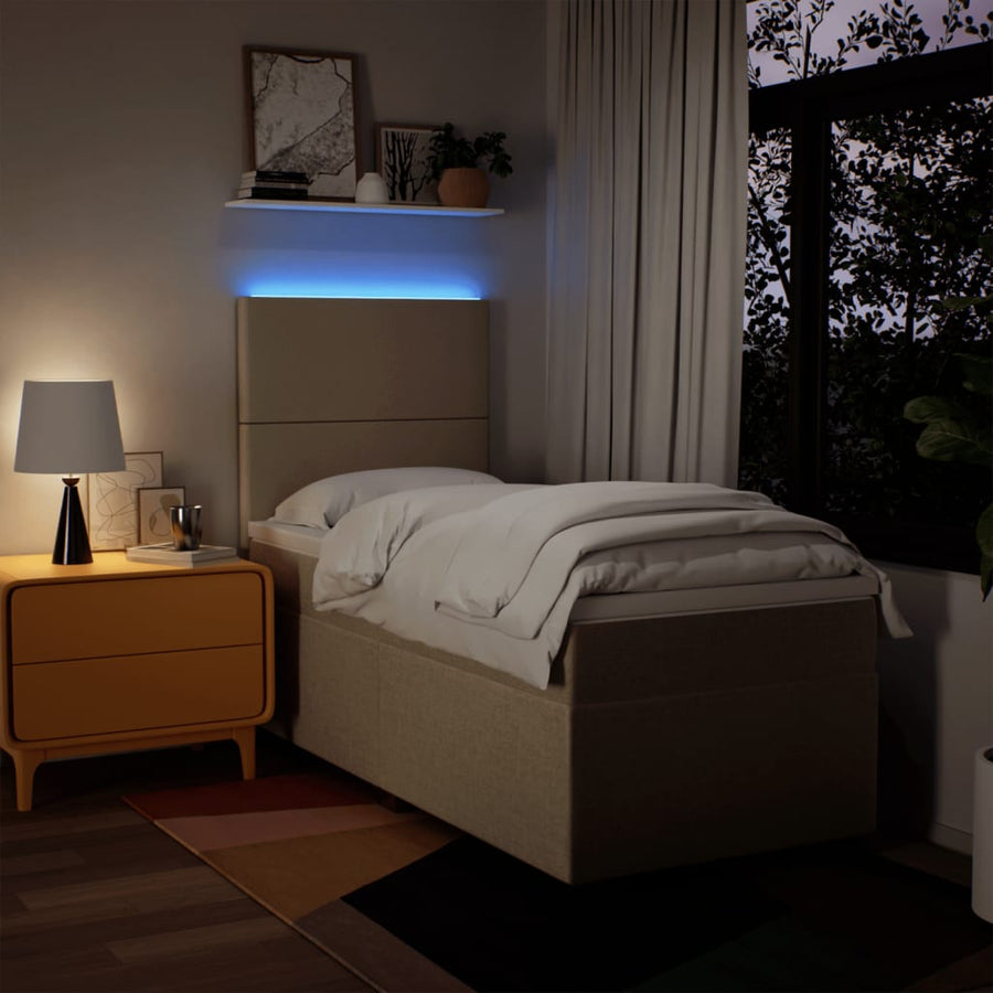 Boxspring met matras stof crèmekleurig 90x200 cm