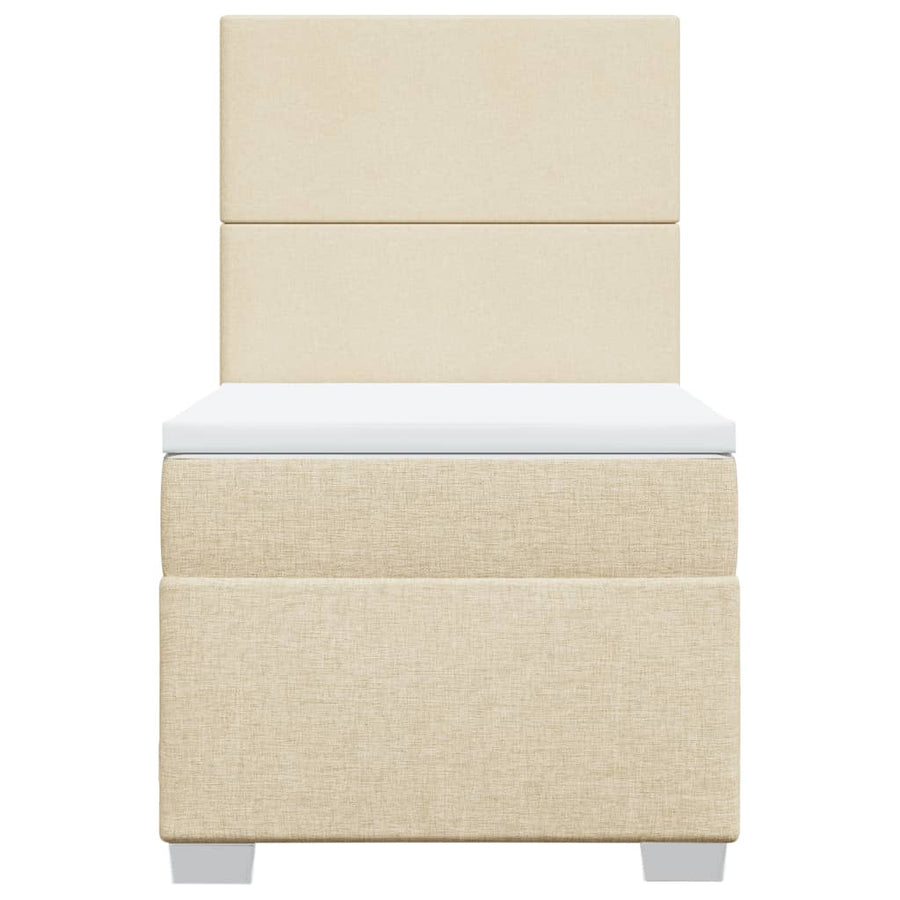 Boxspring met matras stof crèmekleurig 90x200 cm