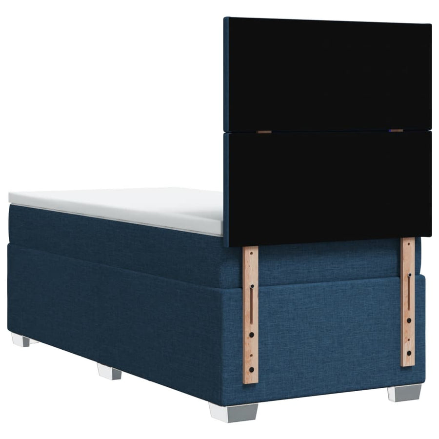 Boxspring met matras stof blauw 90x200 cm